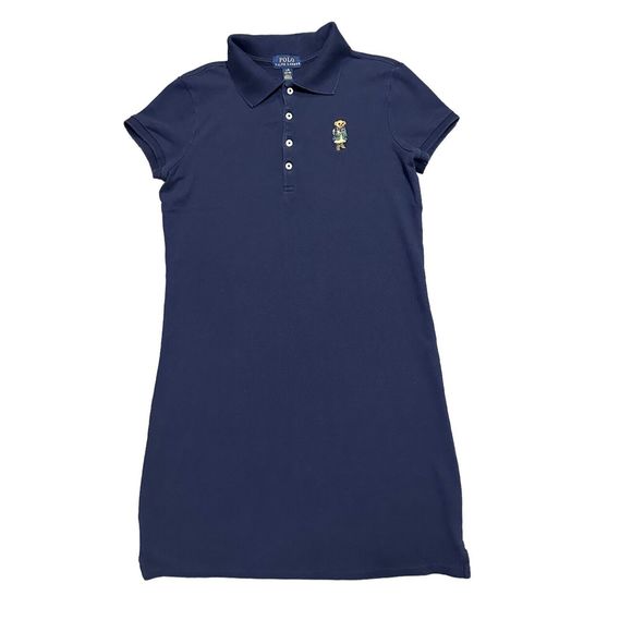 Polo Ralph Lauren Girls Navy Polo Bear Mesh Polo Dress Large(12-14) - Picture 1 of 9